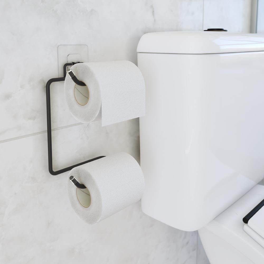 Suporte Duplo para Papel Higiênico - Preto