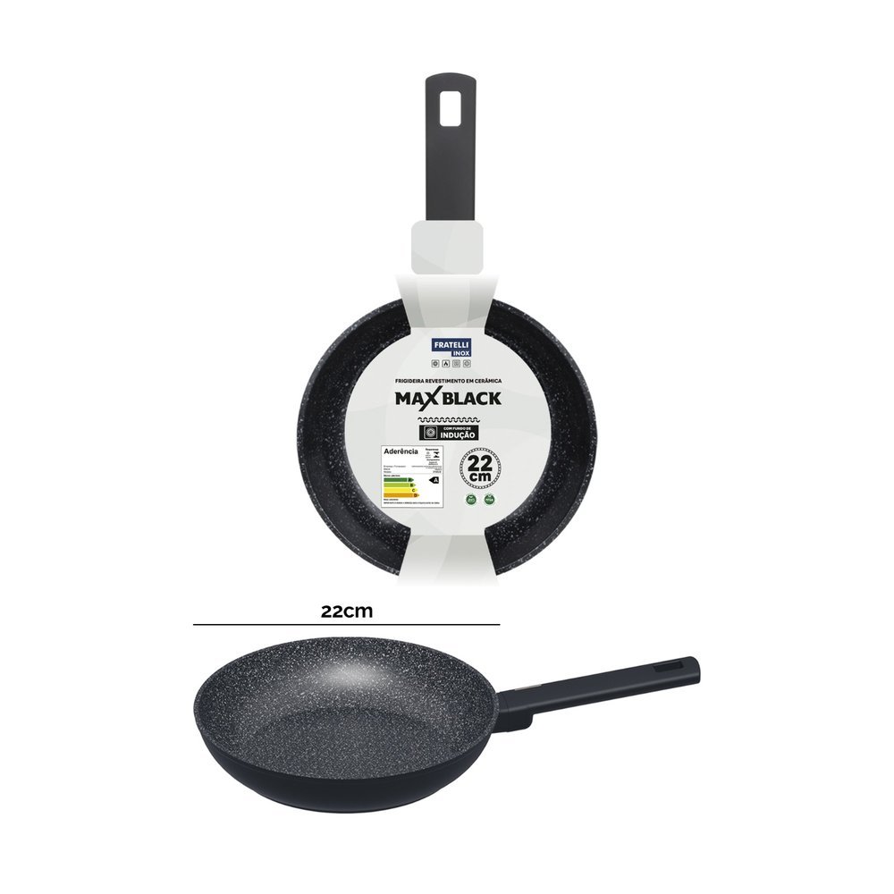 Frigideira Cerâmica com Fundo de Indução 22cm - Preta