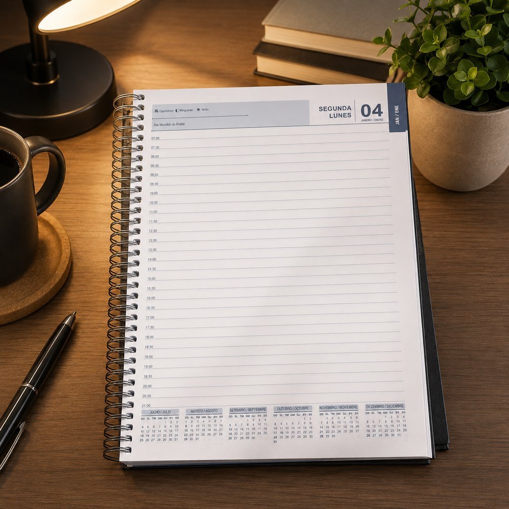 Caderno Anual de 2027 - Preto e Azul