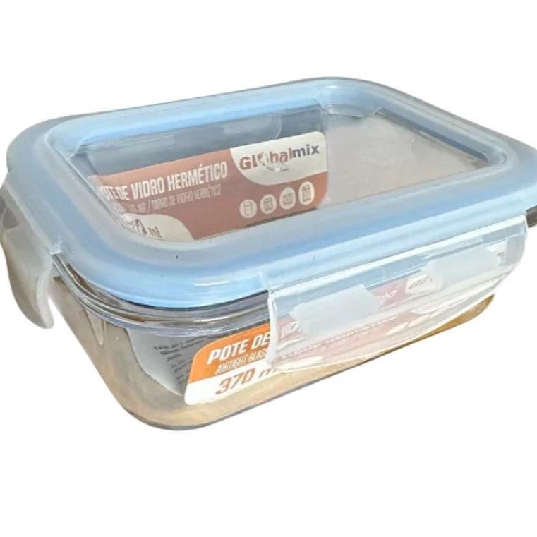 Pote Retangular Hermético De Vidro 370ml - Ou Com Divisória 1040ml e 1520ml Marmitas Fitness Saudável Forno Microondas C