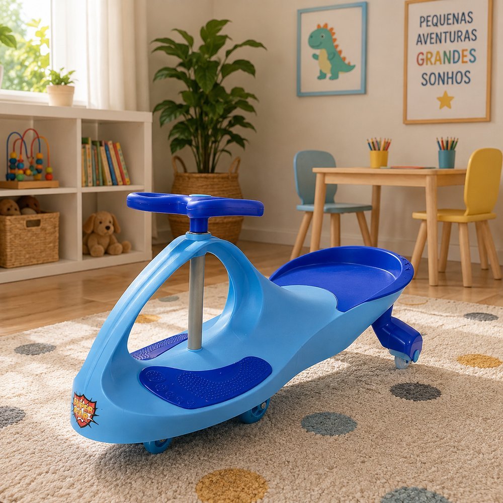 Carrinho Infantil Super-Car Giratório -Azul