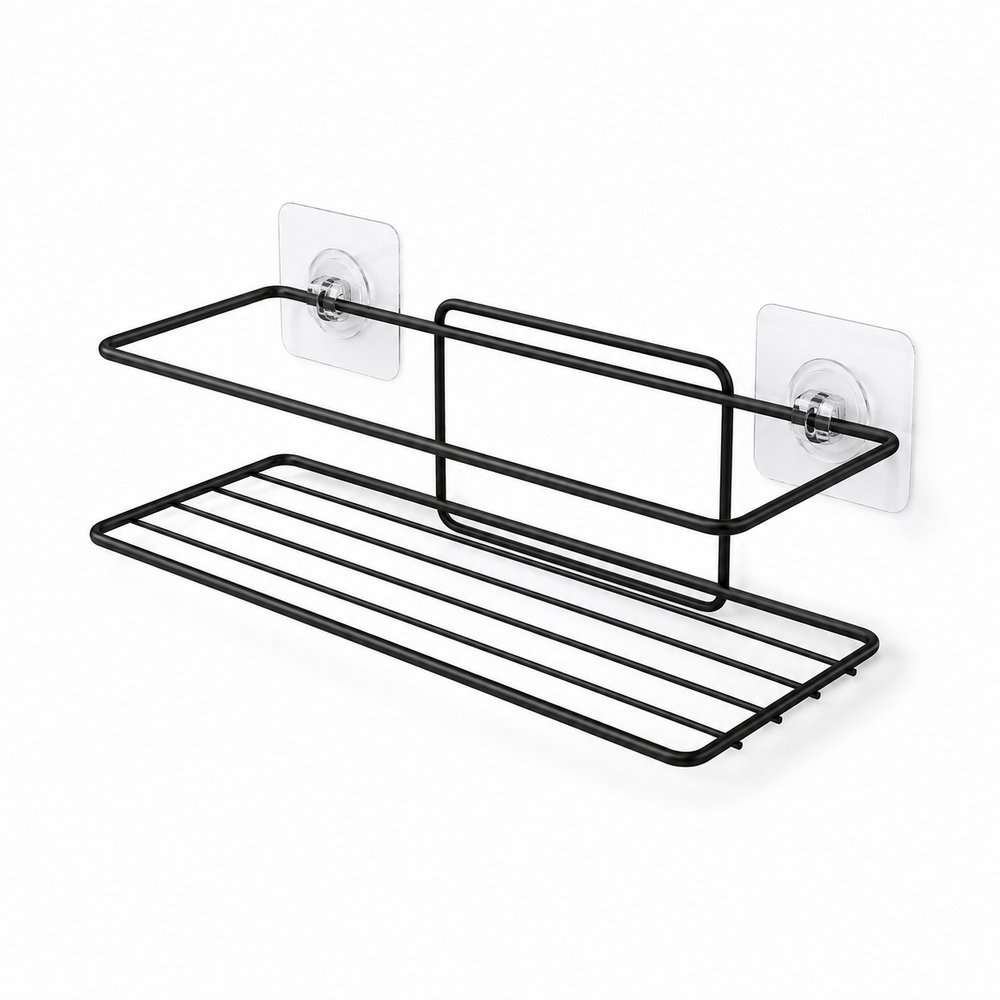 Suporte Para Produtos de Banheiro com Fixadores - Preto
