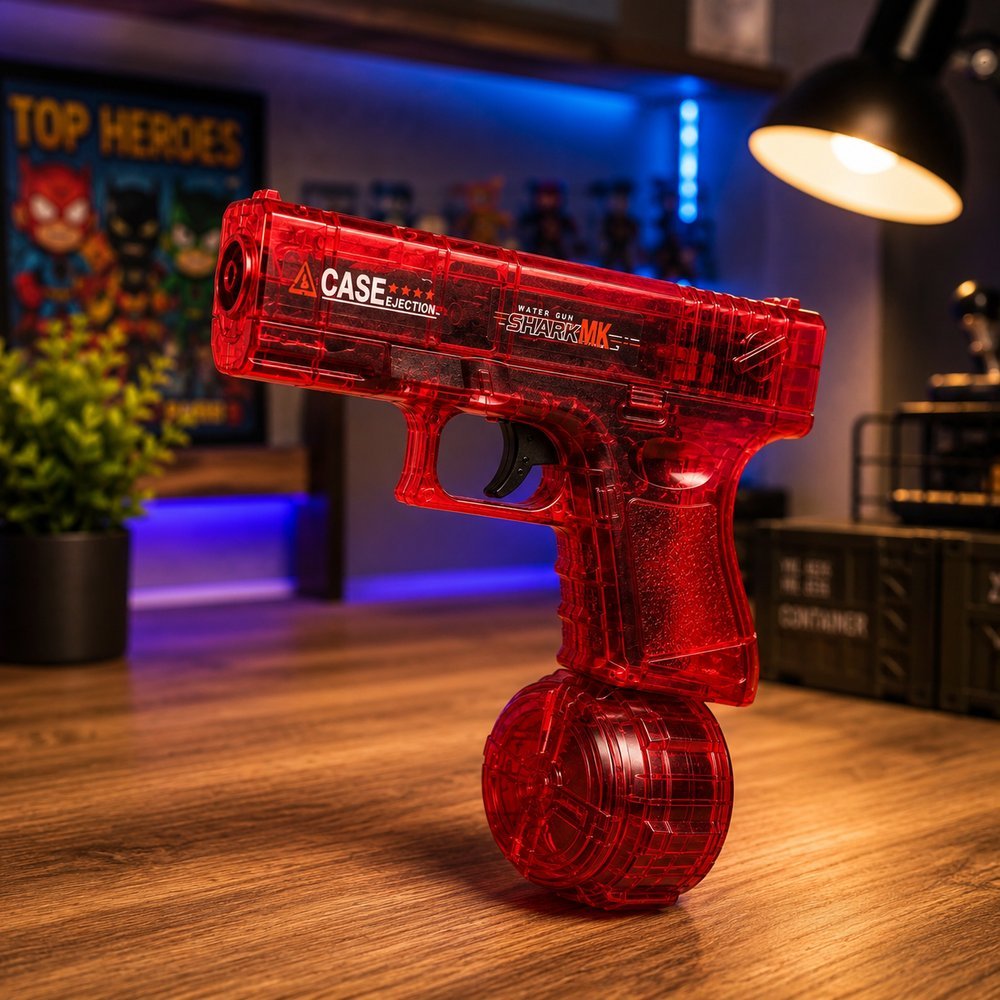 Pistola de Água Elétrica Recarregável com Luzes de Tambor