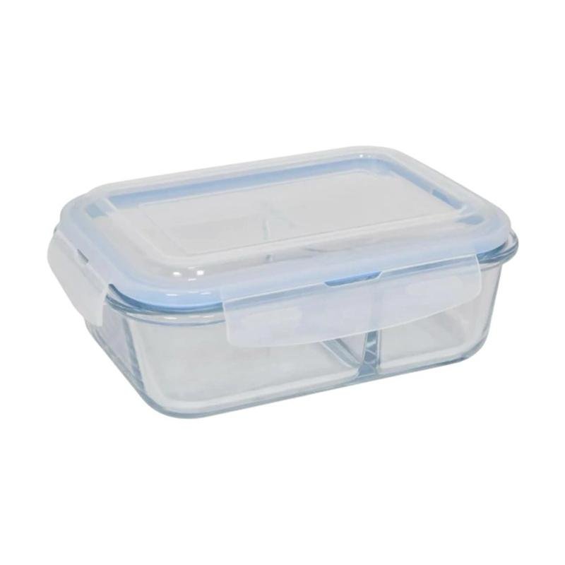 Pote Retangular Hermético De Vidro 370ml - Ou Com Divisória 1040ml e 1520ml Marmitas Fitness Saudável Forno Microondas