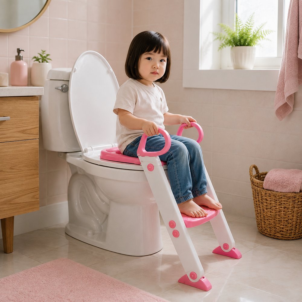 Assento Redutor Infantil com Escada - Rosa