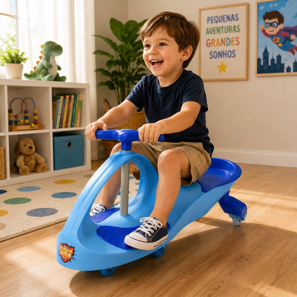 Carrinho Infantil Super-Car Giratório -Azul
