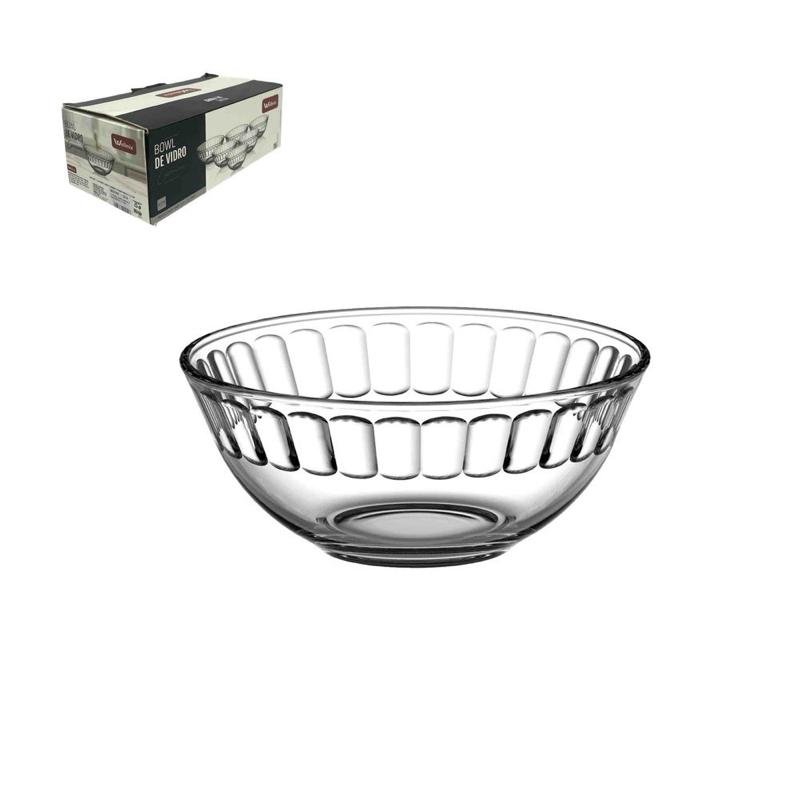 Conjunto 6 Unidades Bowl Carmine Vidro Transparente 350ml Tigela Cumbuca Sobremesa